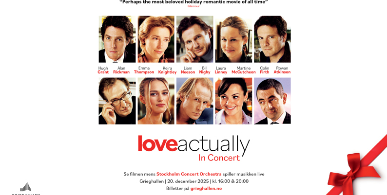 Promobilde for Love Actually in Concert hotellpakke med billetter